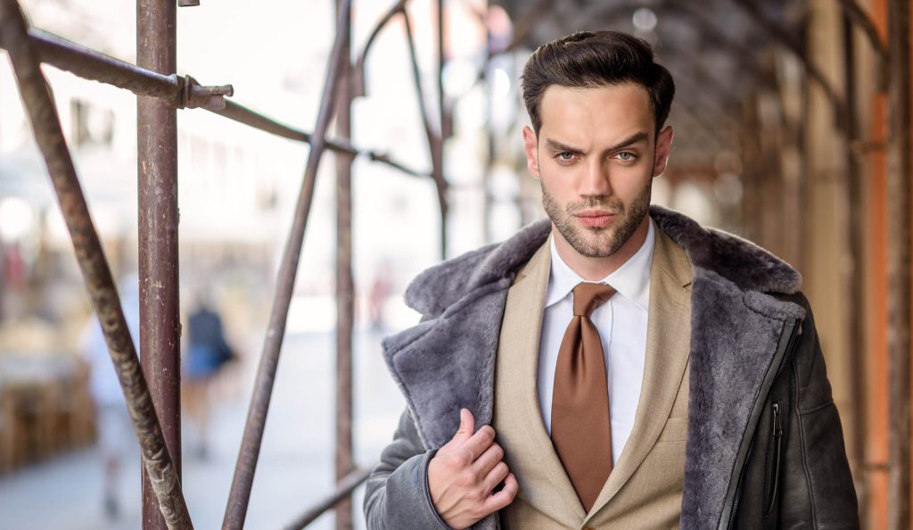 A high-quality real shearling jacket showcasing natural wool density