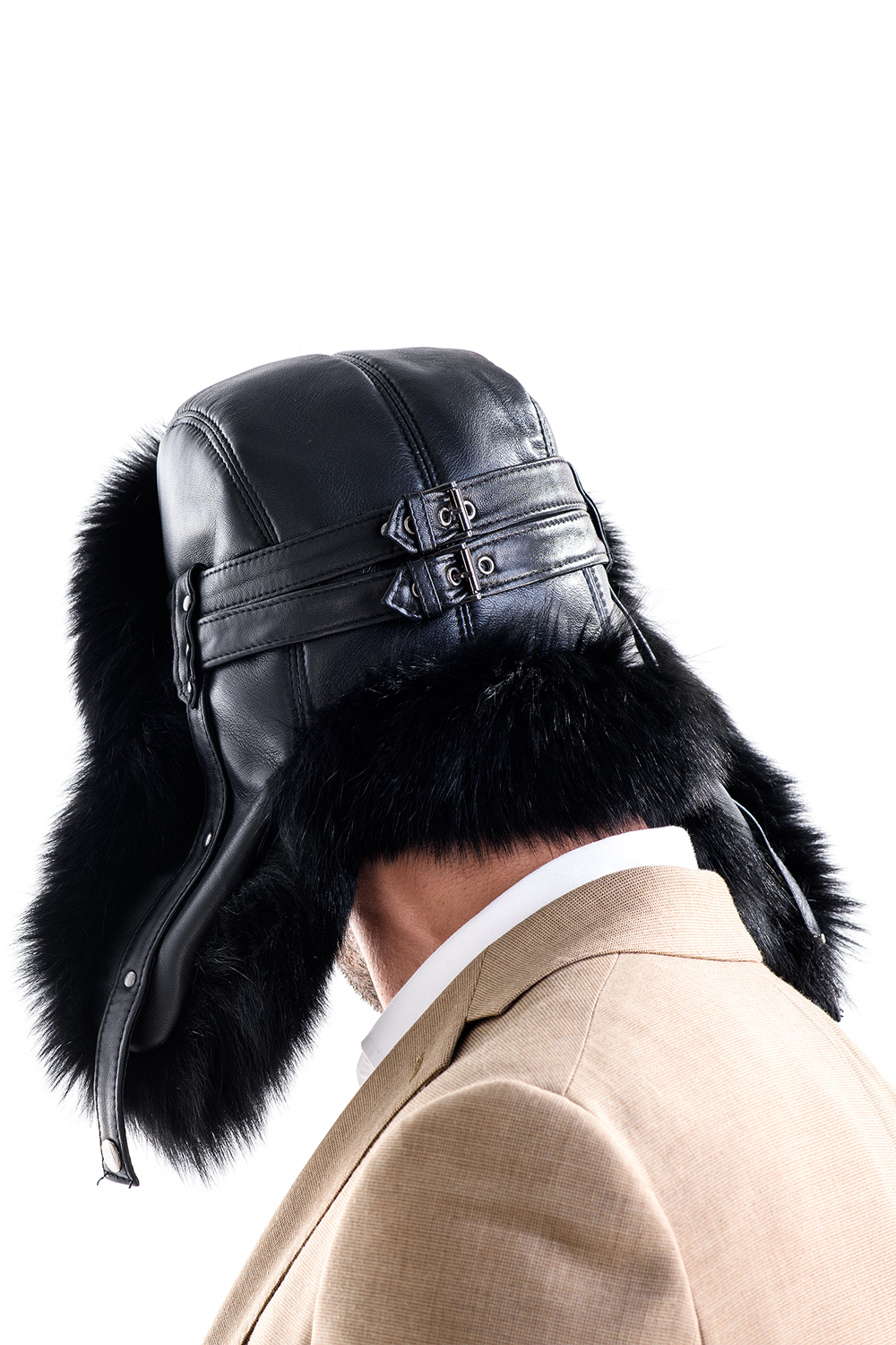Fox fur hat for men 531 black (3)