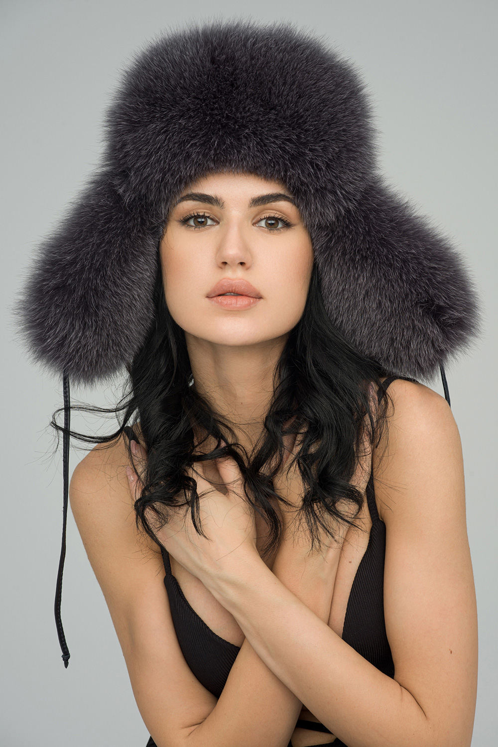 Fox fur hat grey 1