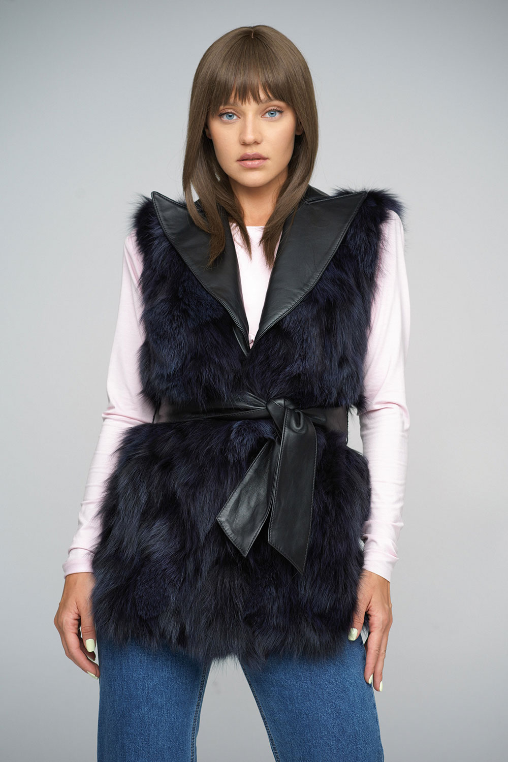Fox fur vest 472 purple 1