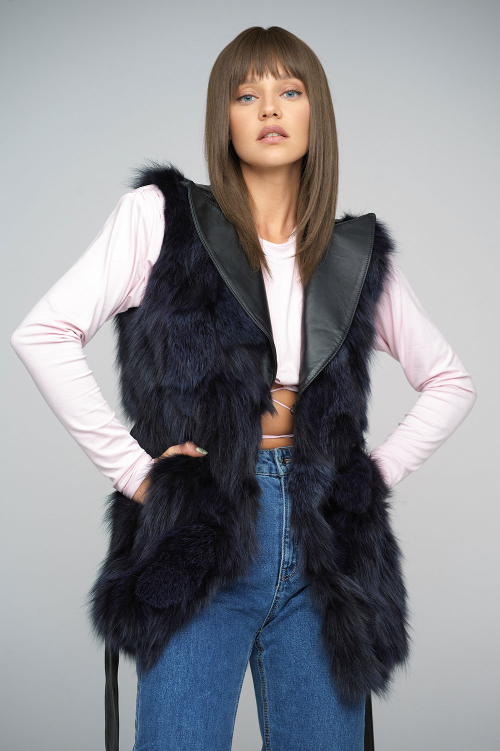 Fox fur vest 472 purple 3