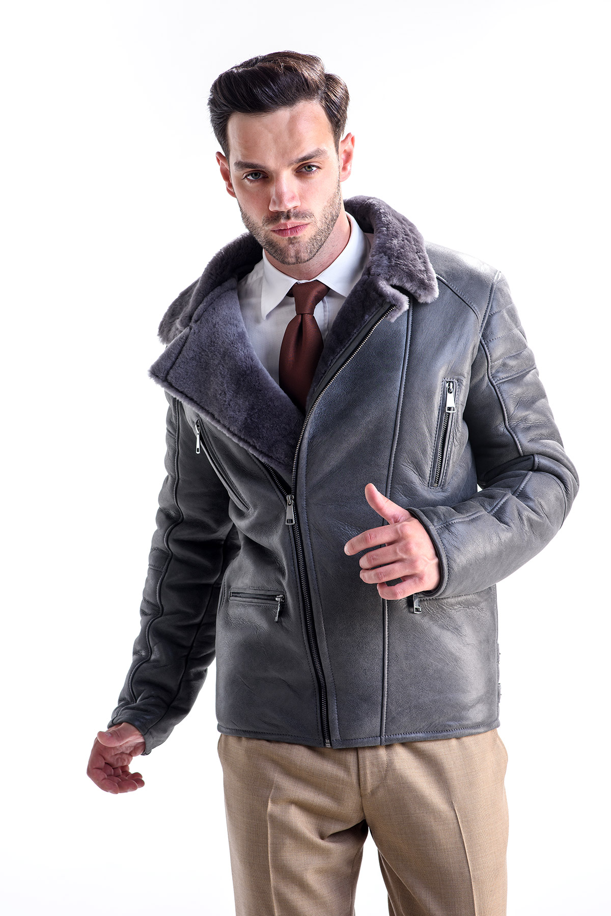 Fur coat for men 325 grey 1 Fur coat for men 325 grey 1