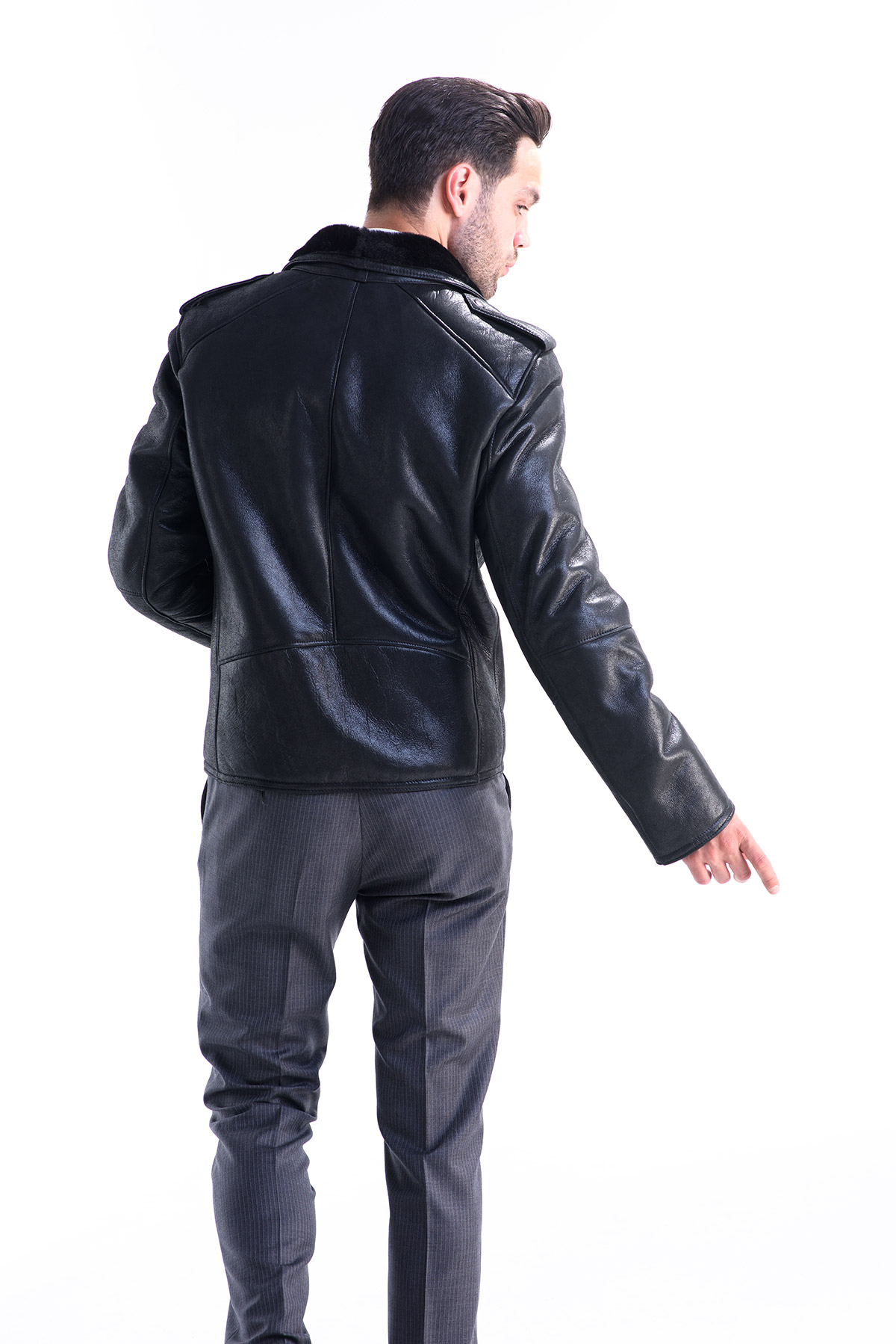 Fur coat for men 328 black 3
