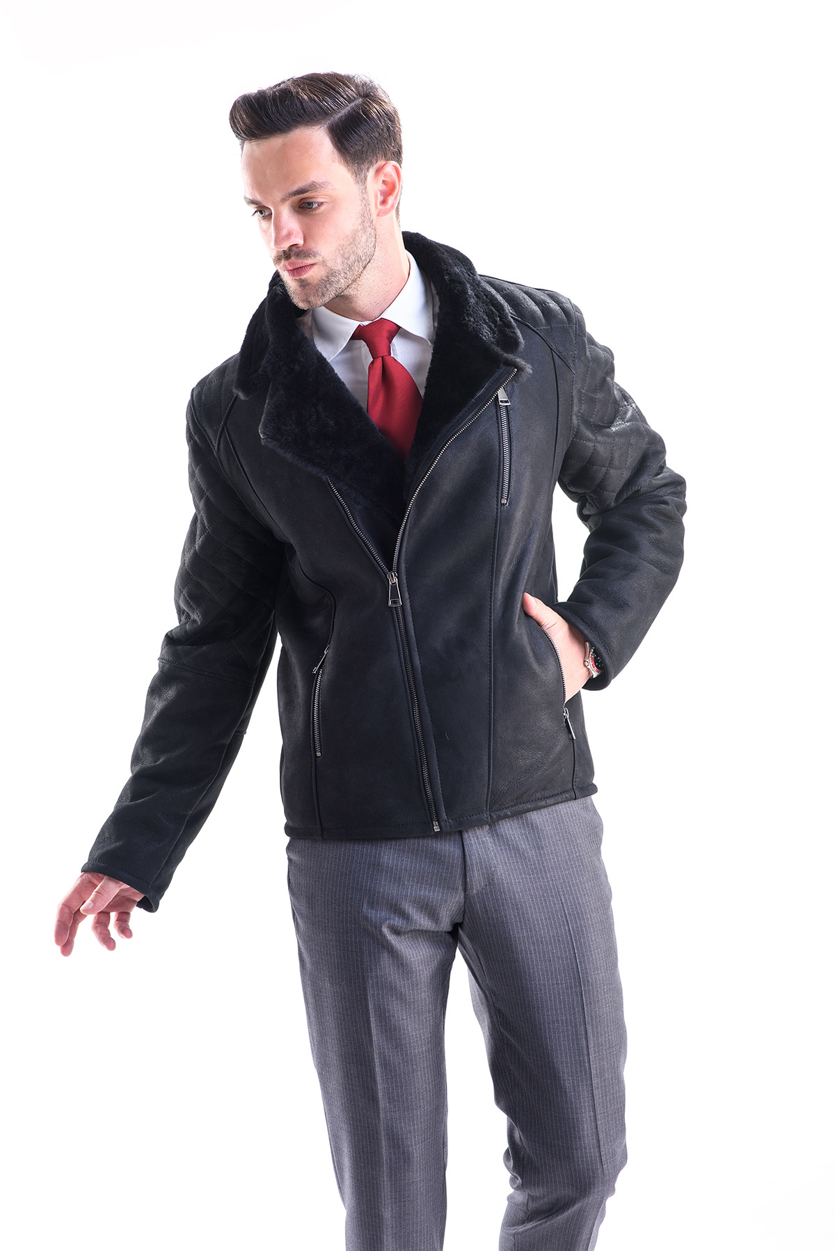 Fur coat for men 340 black 4