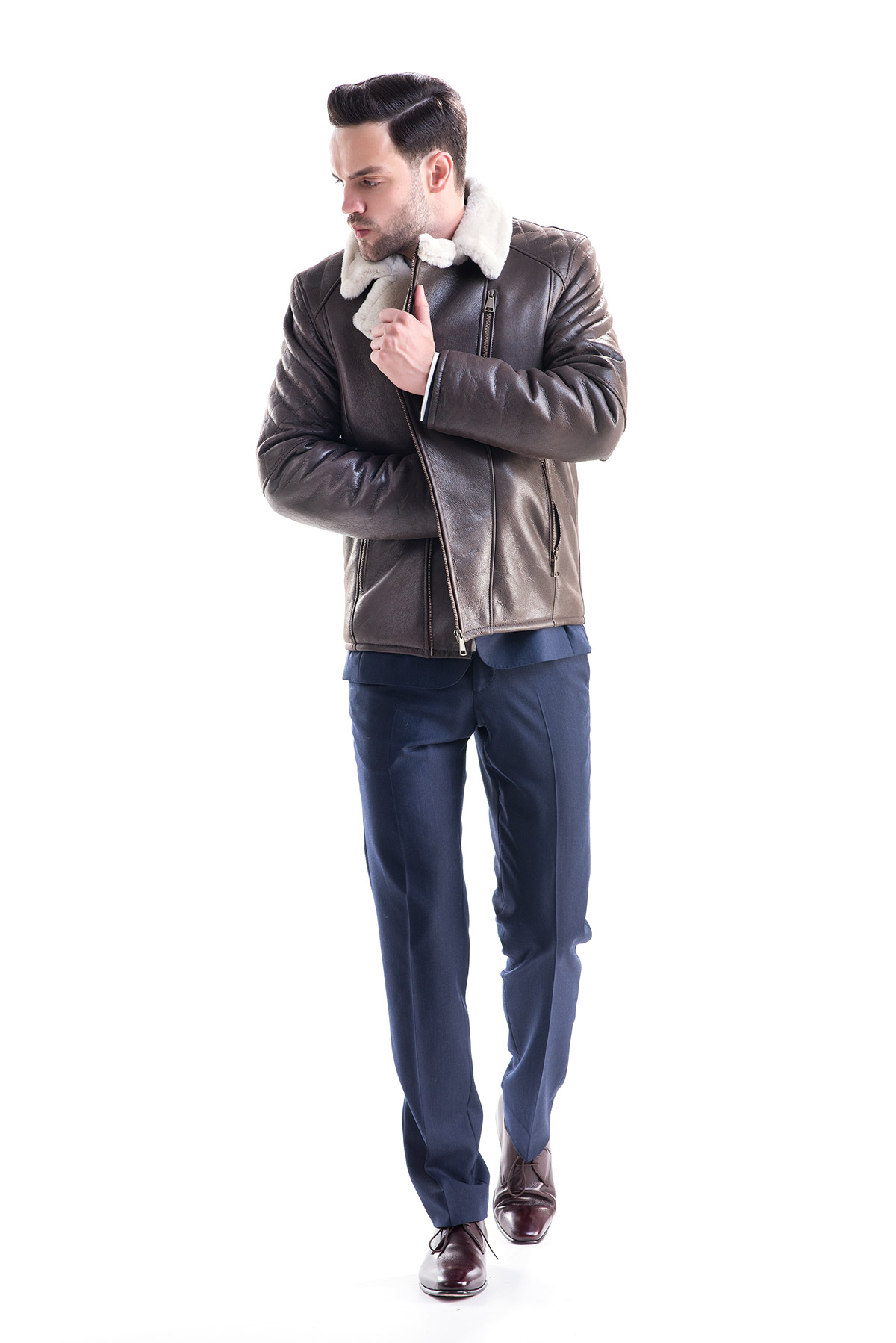 Fur coat for men 340 dark brown 2