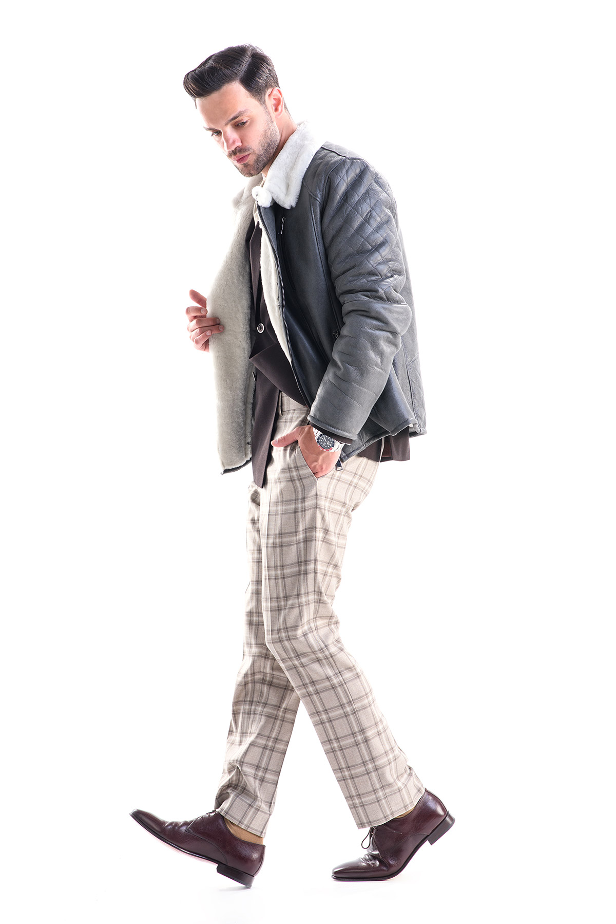 Fur coat for men 340 grey 4