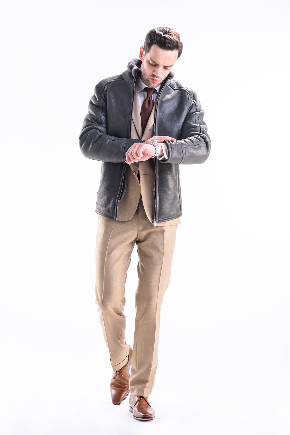 Fur coat for men 341 grey 4