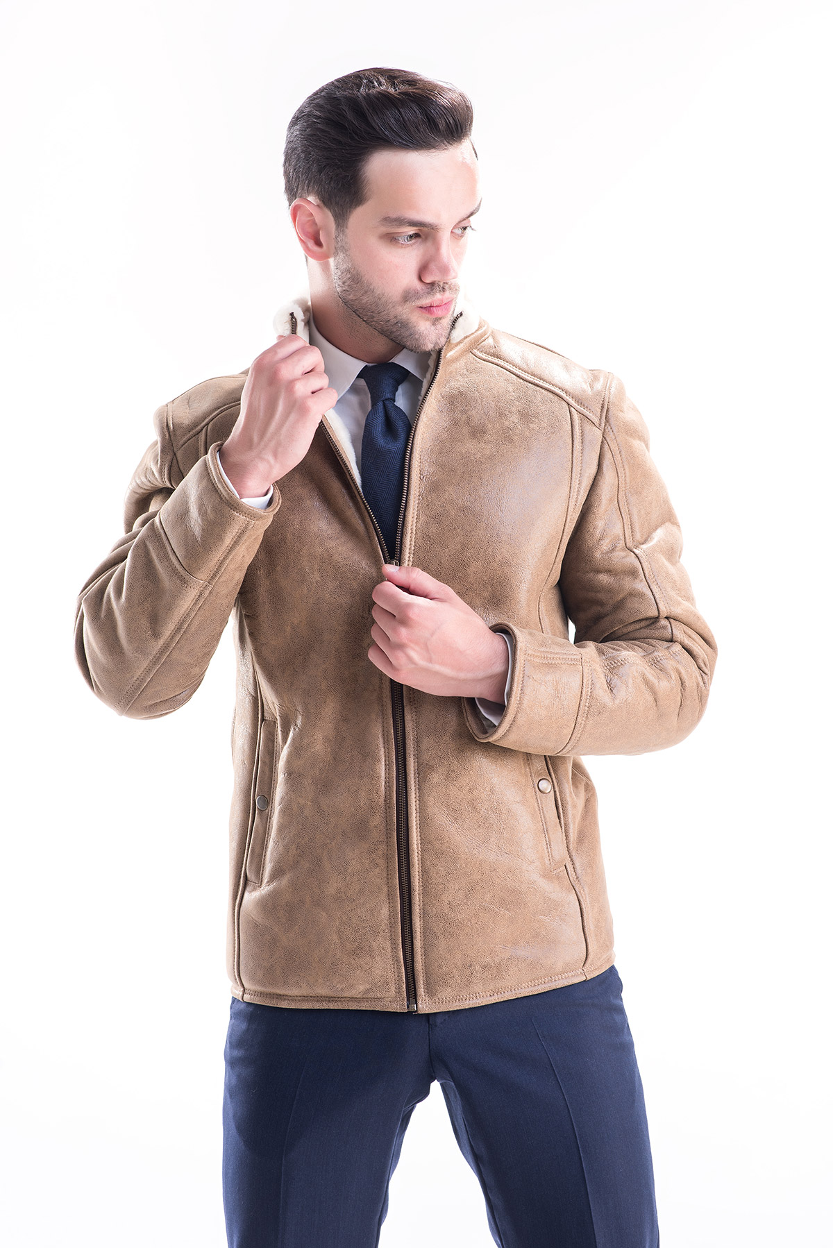 Fur coat for men 341 light brown 2
