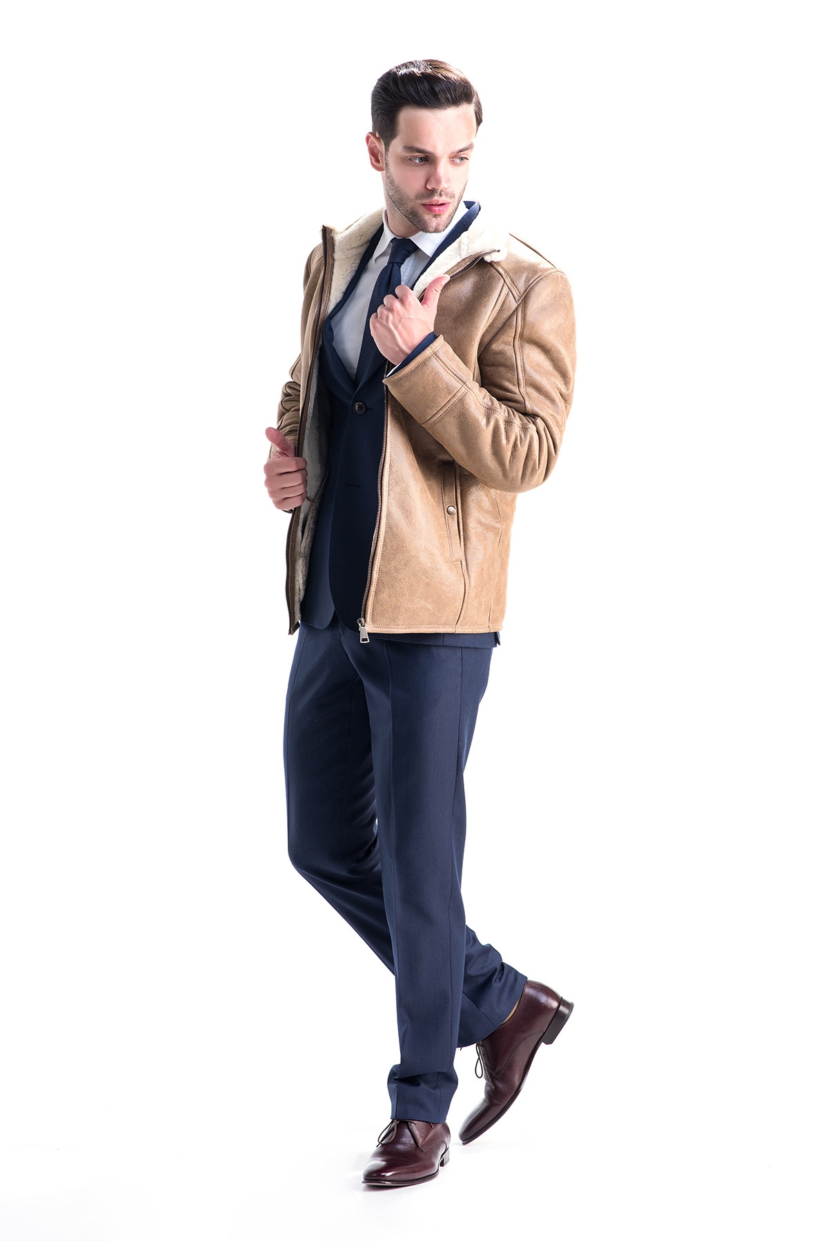 Fur coat for men 341 light brown 4