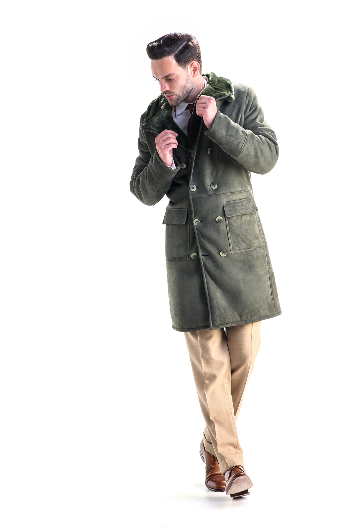 Fur coat for men 345 olive 2