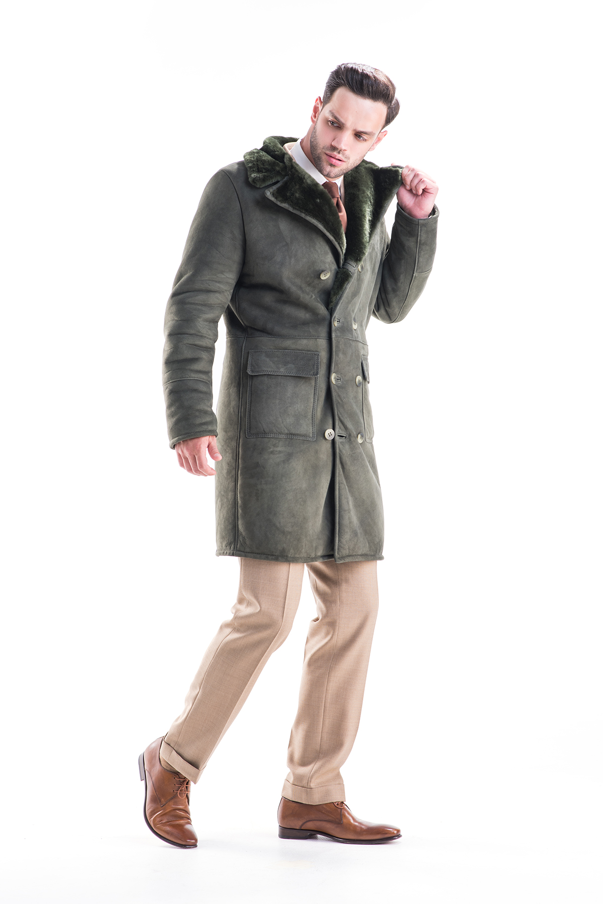 Fur coat for men 345 olive 3