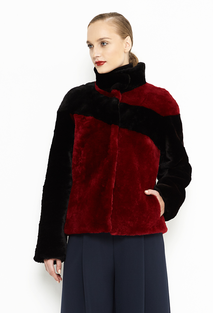 Fur coat for women 264 M burgundy 1