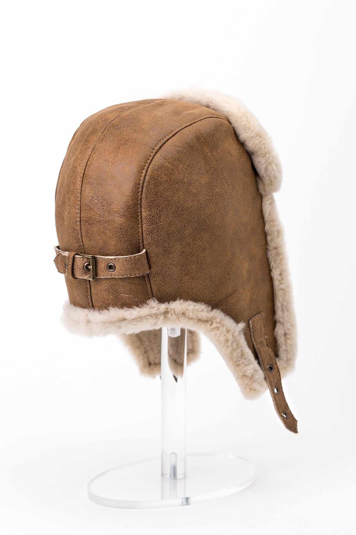 Men's Merino sheepskin fur hat by A&A Vesa - model 515 light brown 2