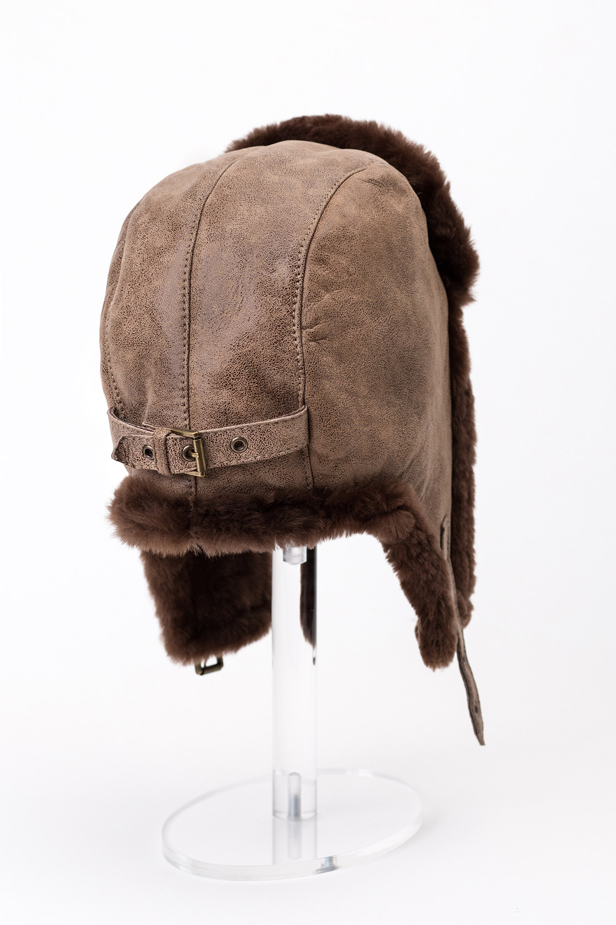 Men's Merino sheepskin fur hat by A&A Vesa - model 515 taupe 2