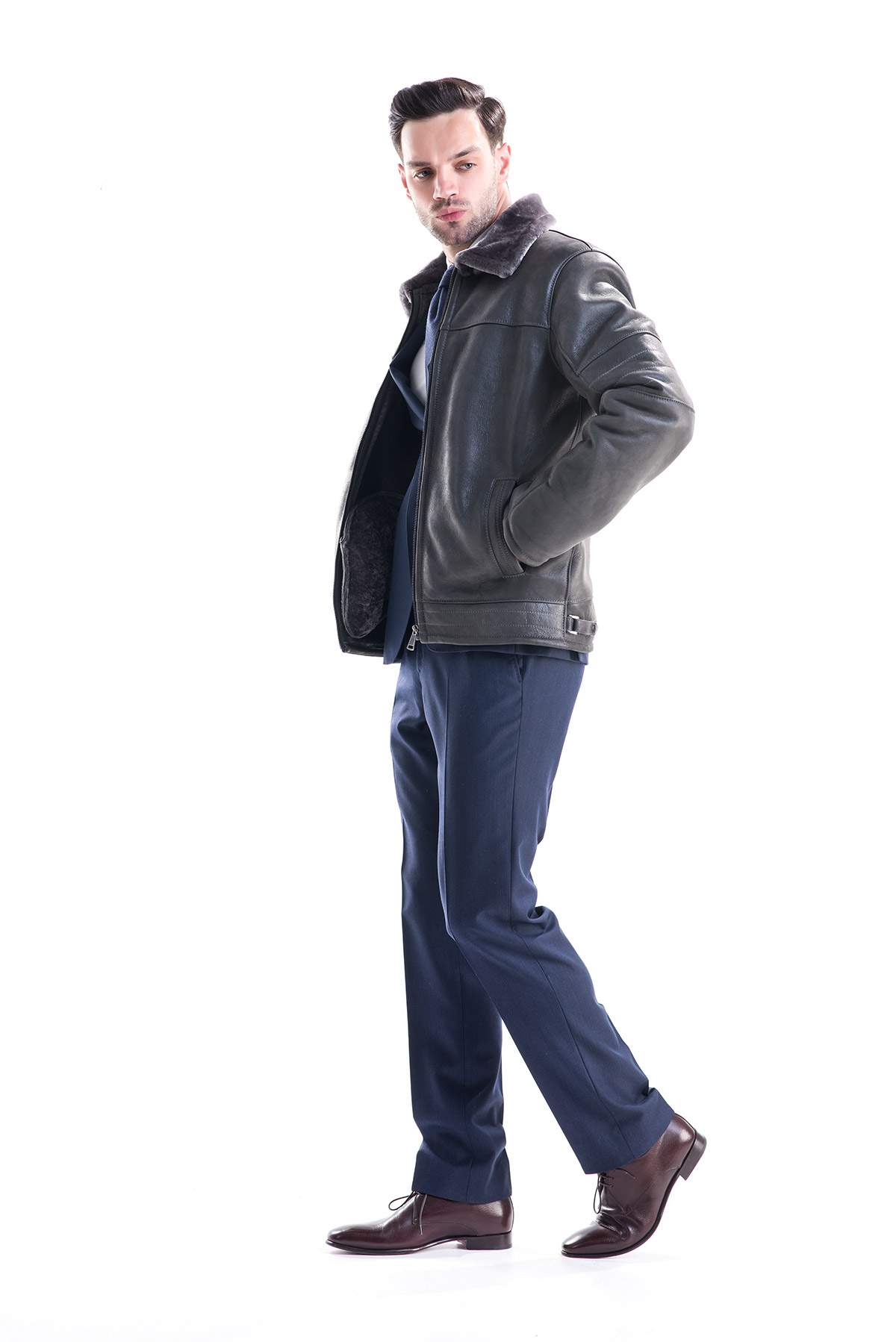 Fur jacket for men 344 grey 4