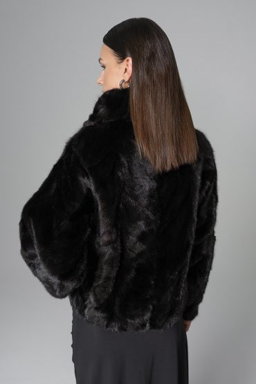Fur jacket made from pieces of mink fur 2063 brown 2