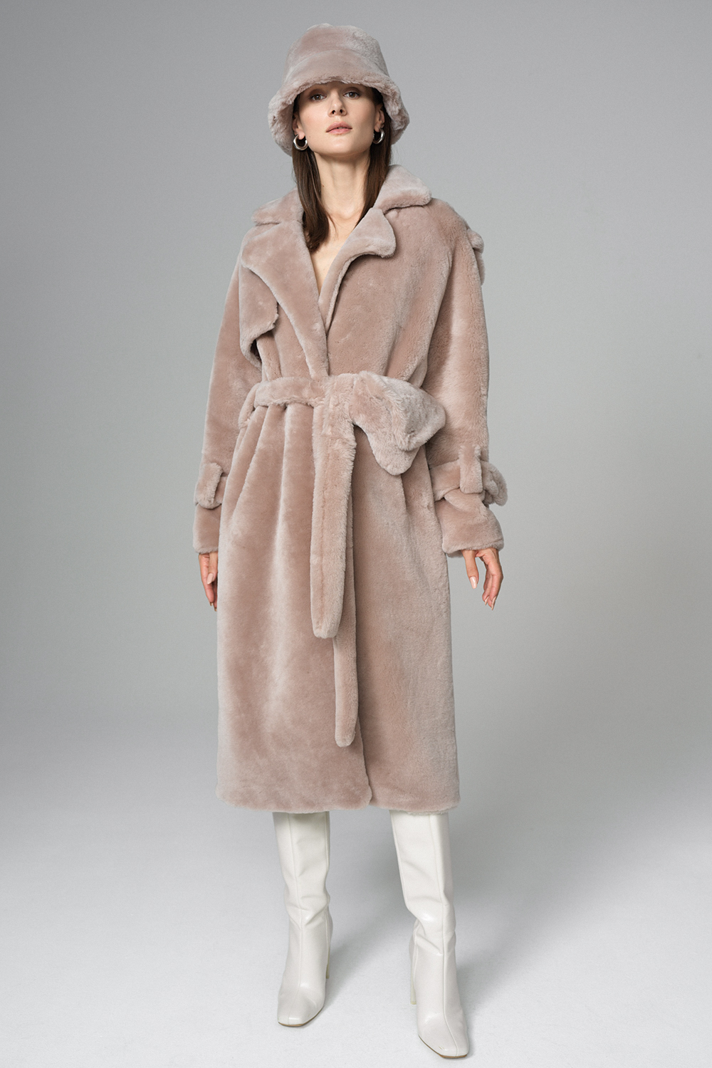 Fur overcoat with fanny pack 2081 pink 1