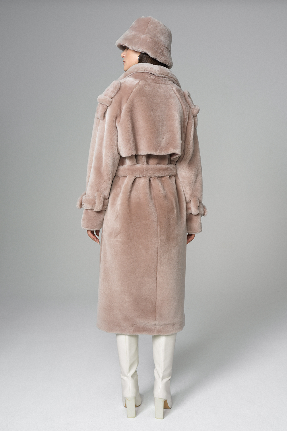 Fur overcoat with fanny pack 2081 pink 3
