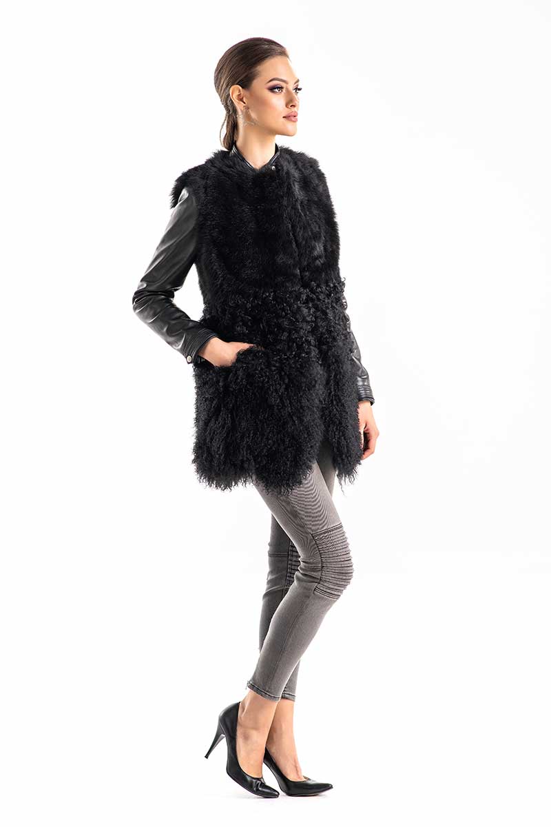 Fur vest 460 black 1