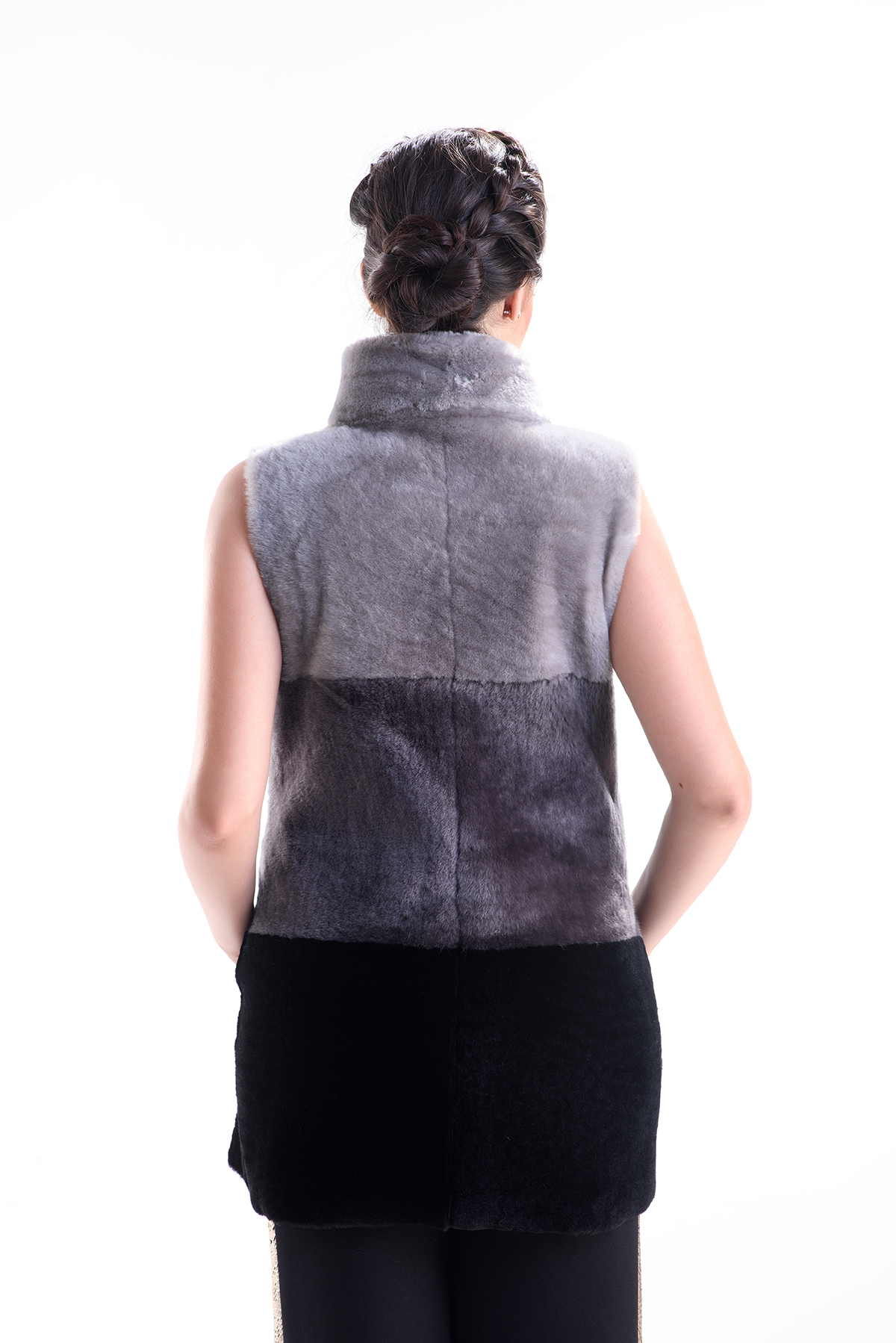 Fur vest for women 466 grey 2