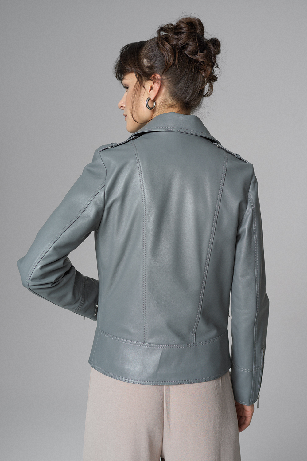 Leather jacket 1039 grey 2