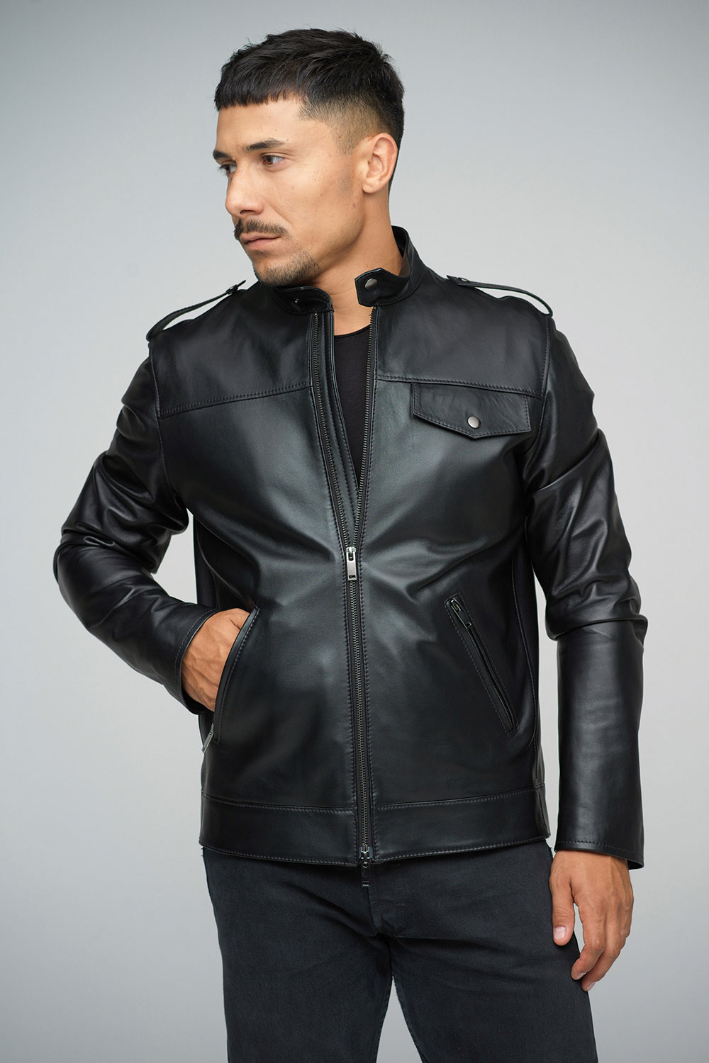 Leather jacket for men 3022 black 1