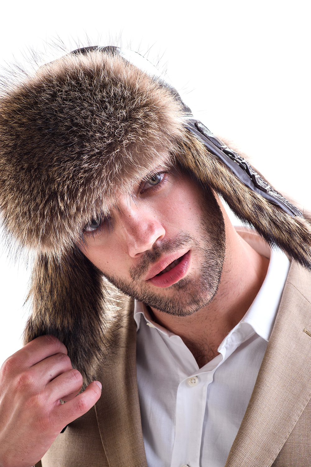 Mens American Raccoon fur hat brown 532 3
