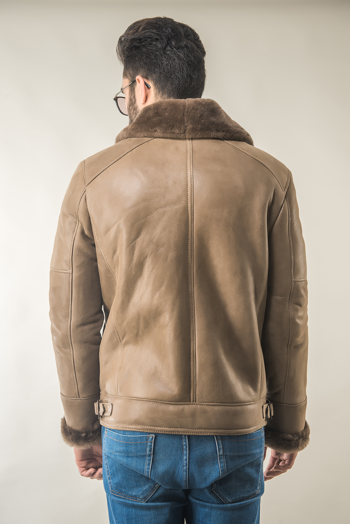 Mens fur coat taupe 323 P 1 1
