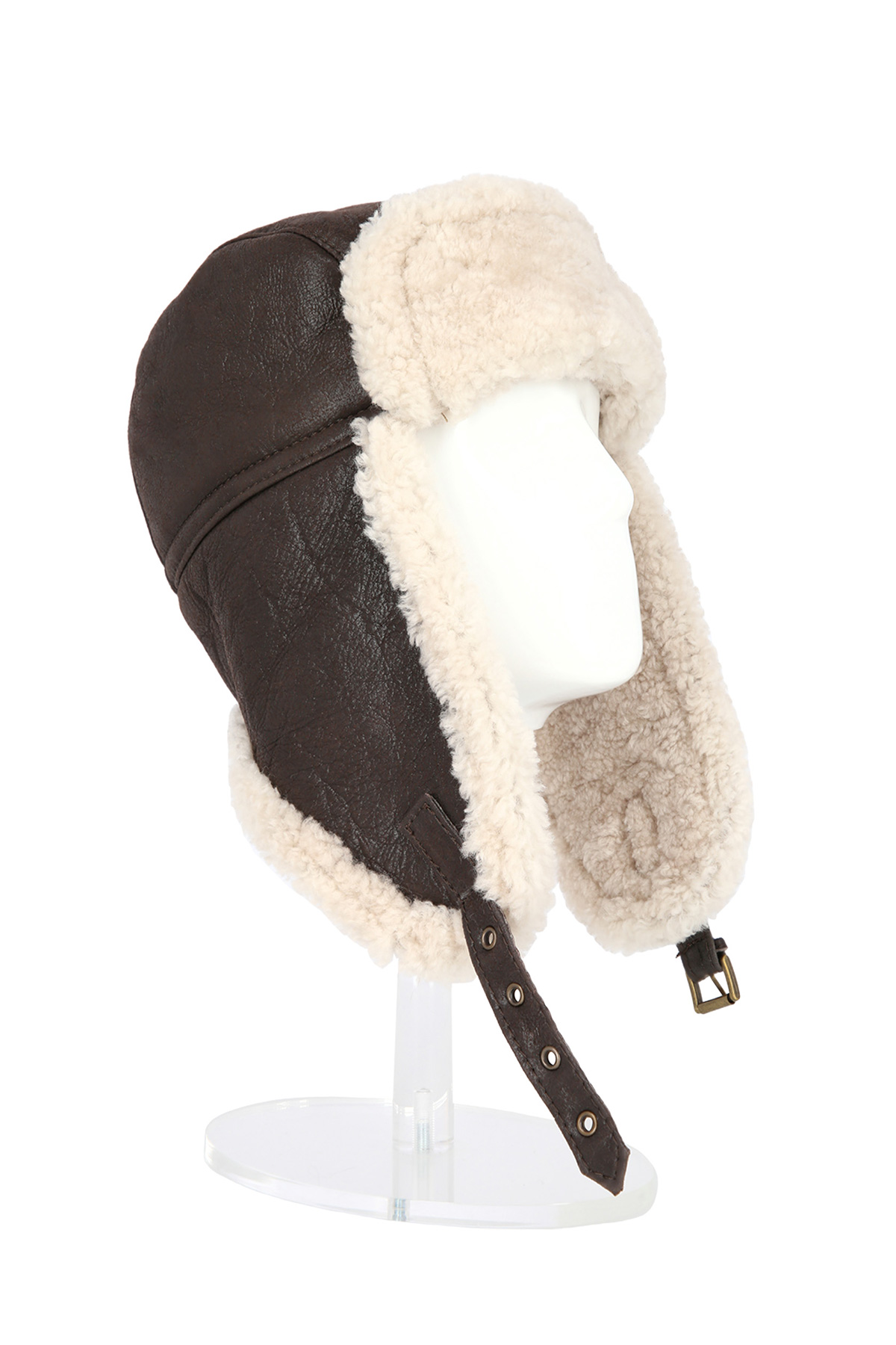 Merino Shearling fur hat for men 518 brown white 1 Merino Shearling fur hat for men 518 brown white 1