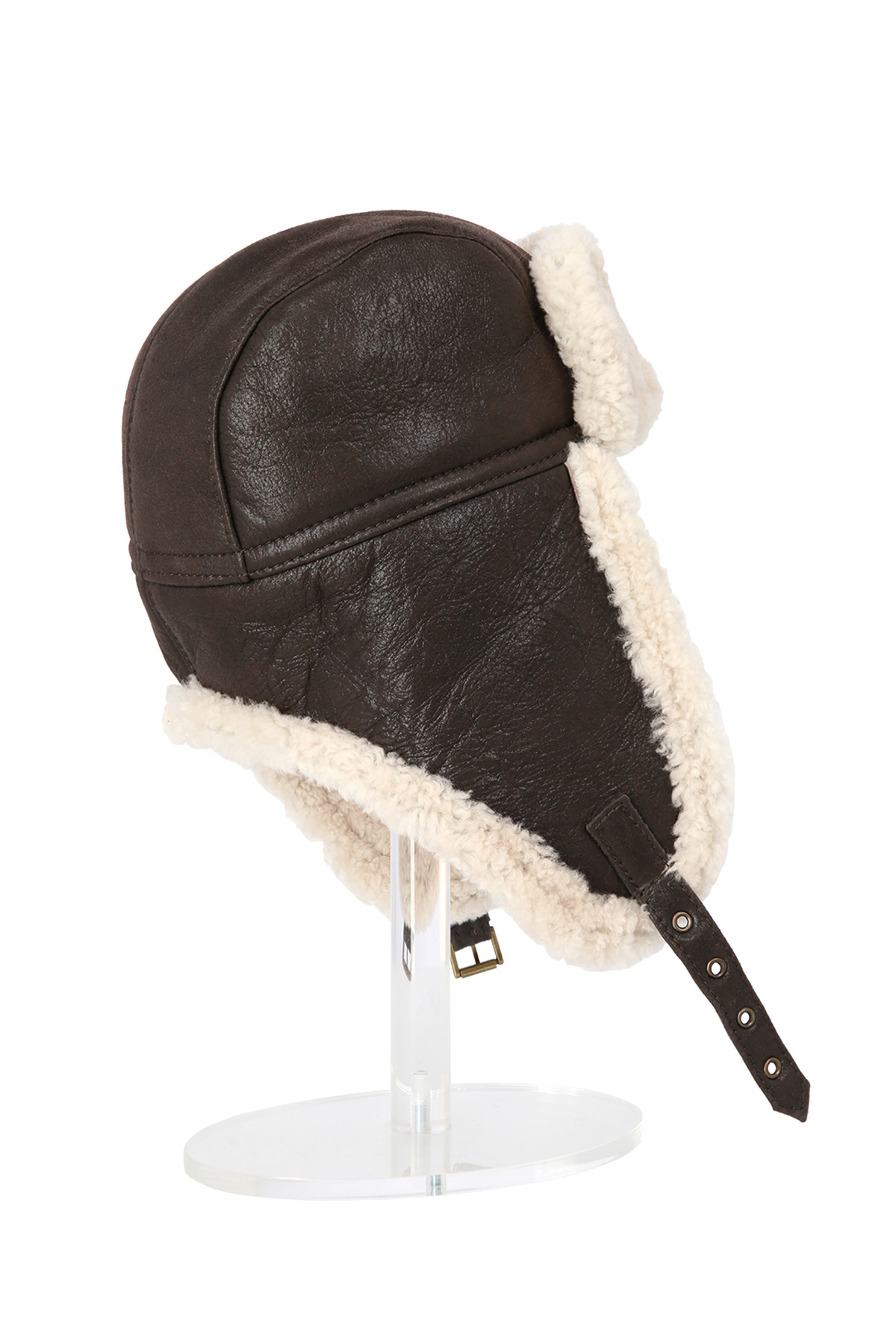 Merino Shearling fur hat for men 518 brown white 3 Merino Shearling fur hat for men 518 brown white 3