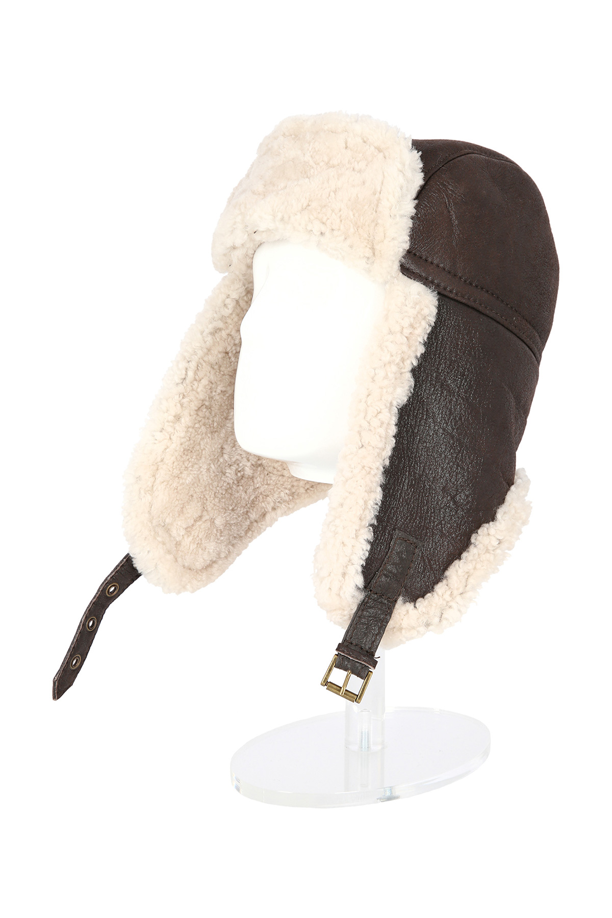 Merino Shearling fur hat for men 518 brown white 4 Merino Shearling fur hat for men 518 brown white 4