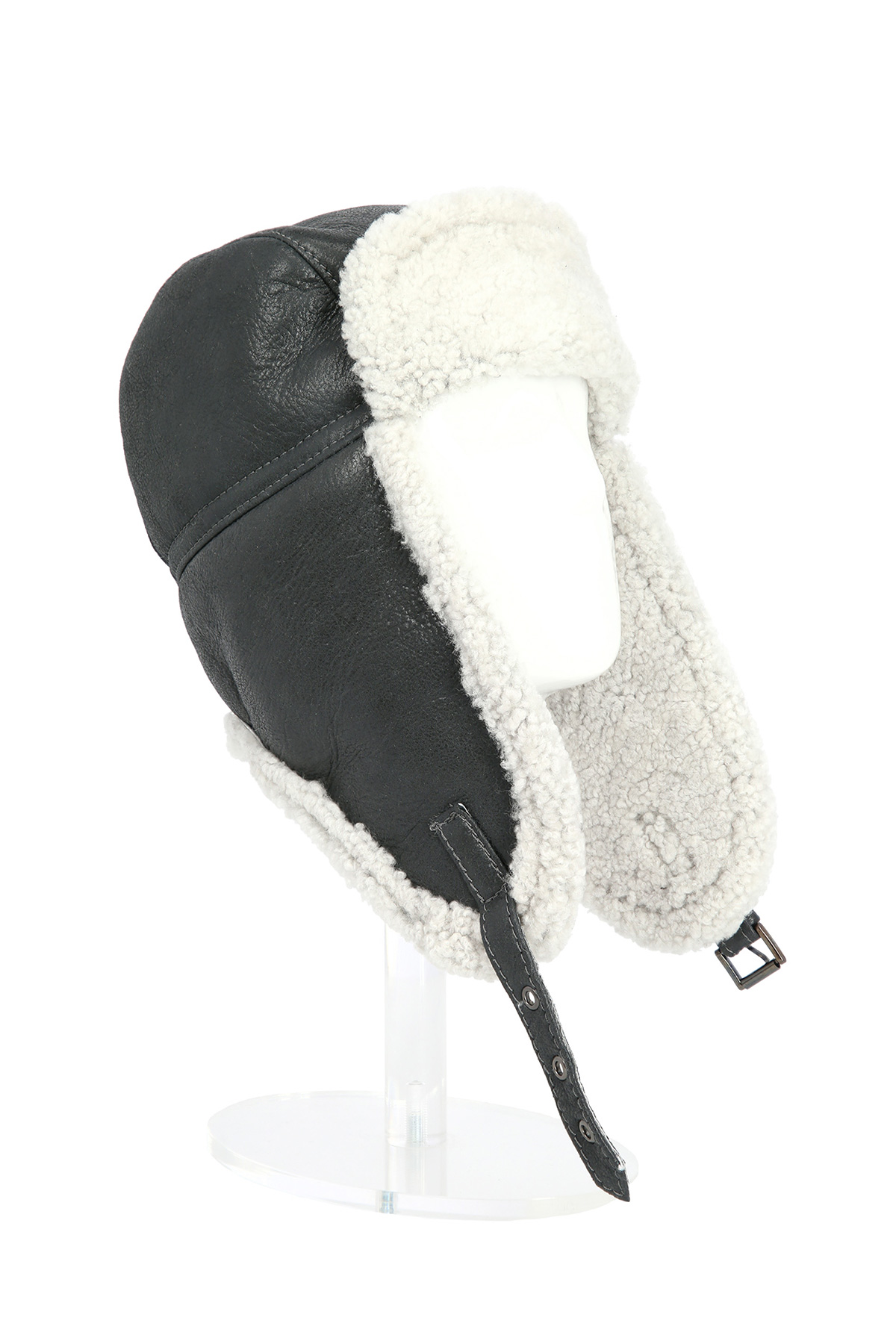 Merino Shearling fur hat for men 518 grey 1