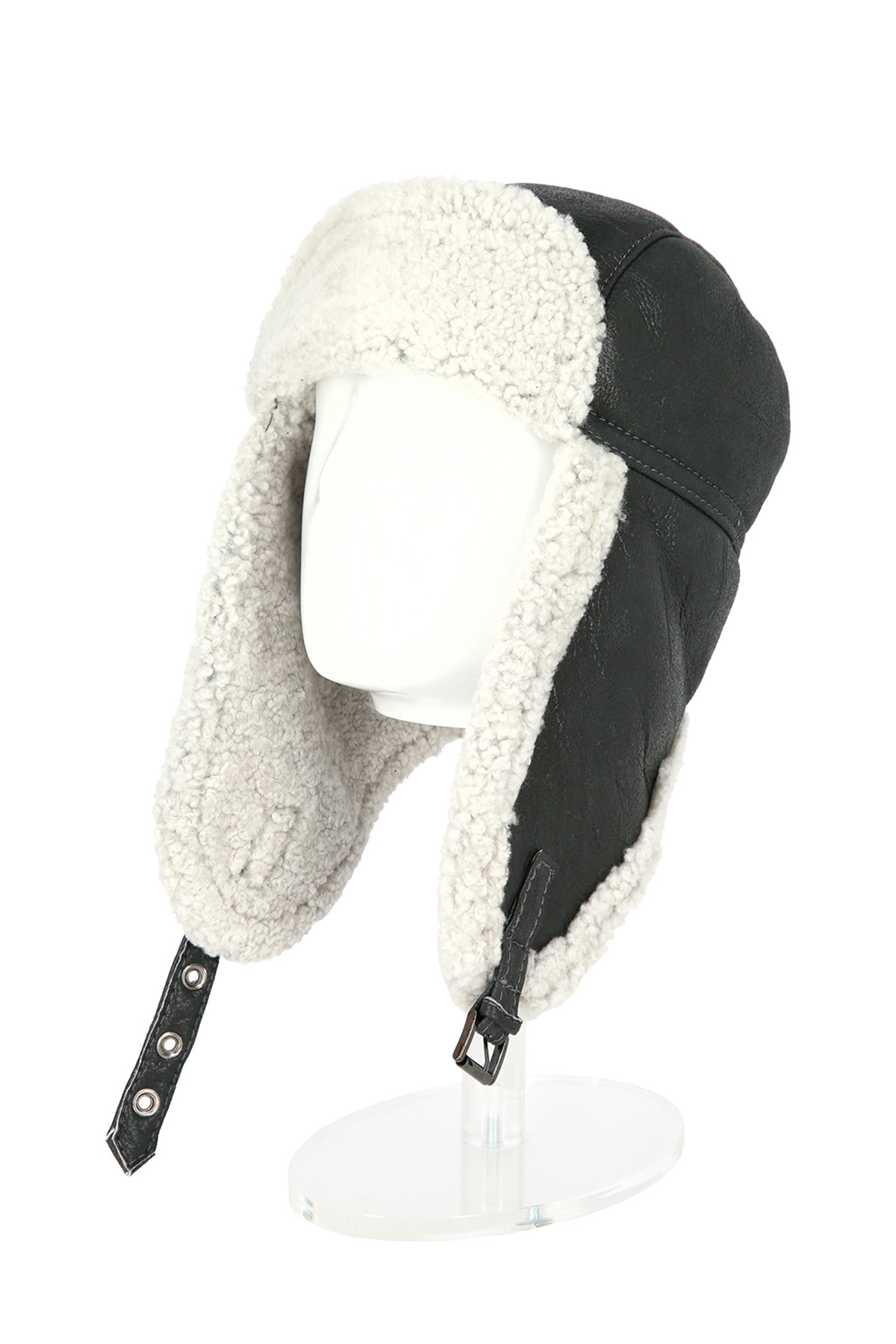 Merino Shearling fur hat for men 518 grey 4