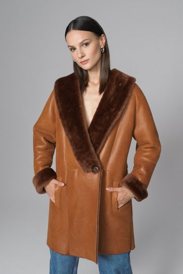 Merino fur coat 2075 cognac 2