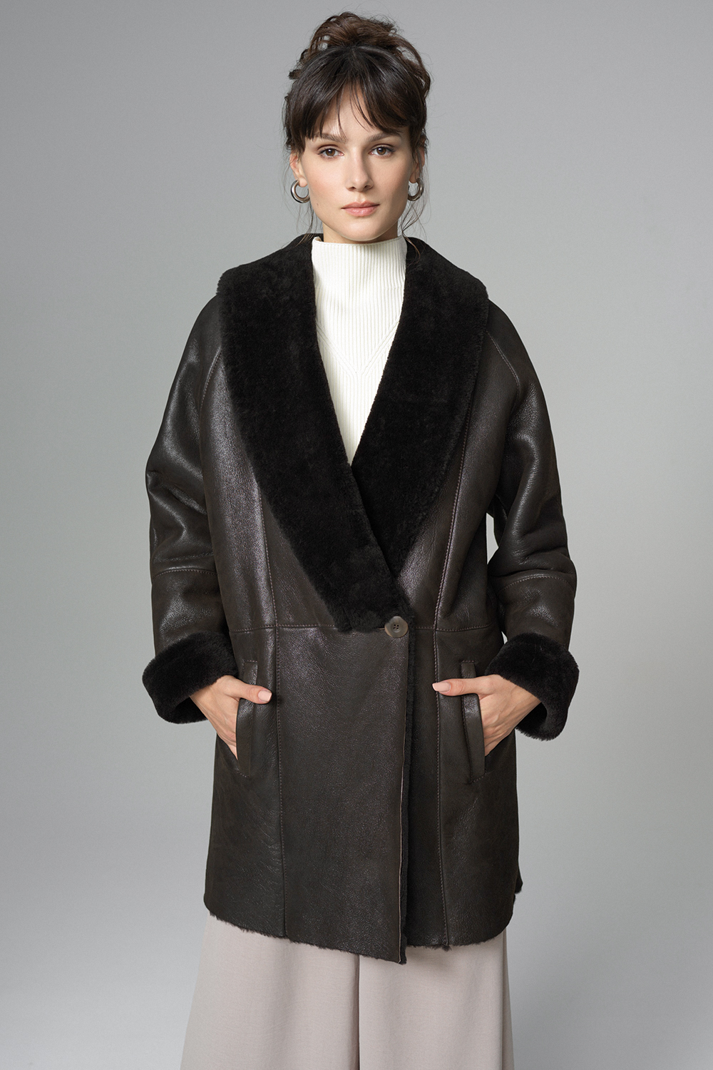 Merino fur coat 2075 cognac brown 4