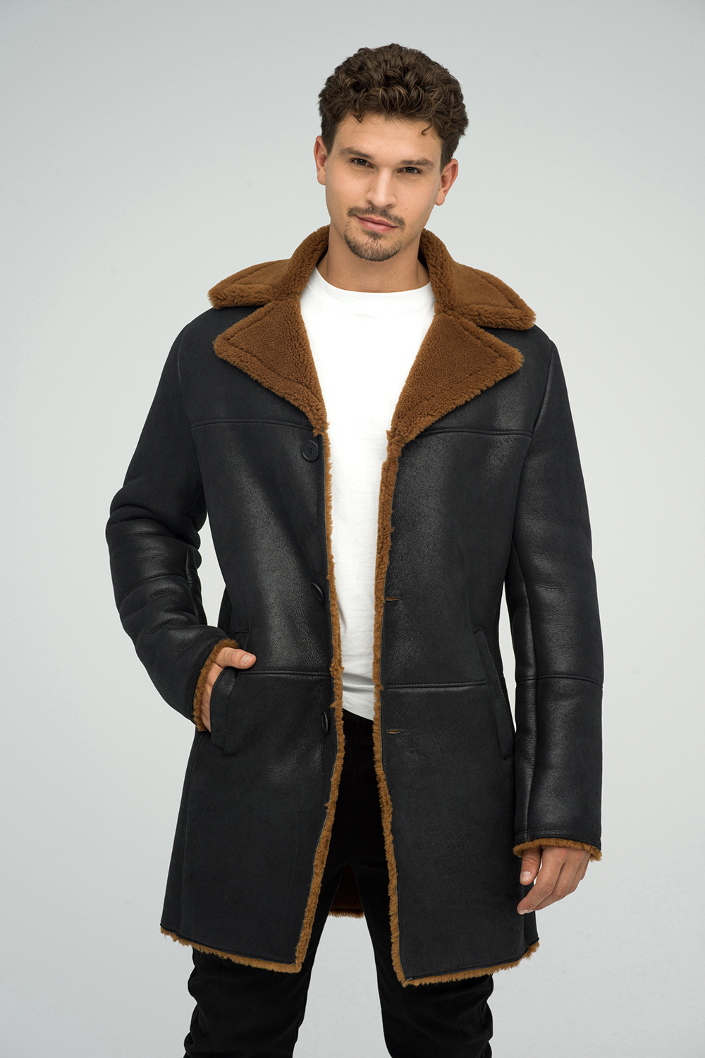 Merino shearling coat 383 black 2