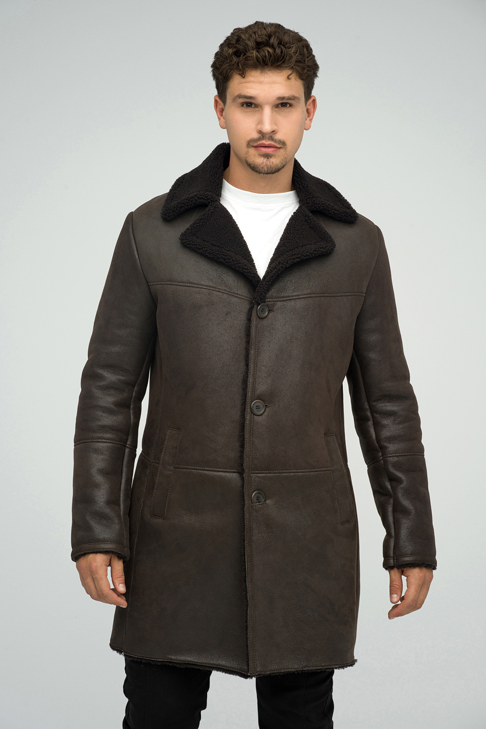 Merino shearling coat 383 brown 1