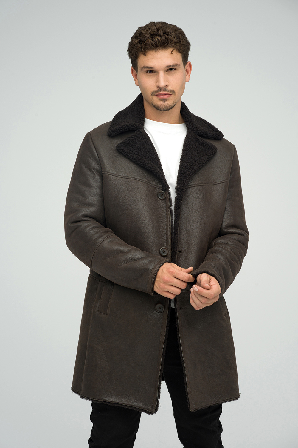 Merino shearling coat 383 brown 2
