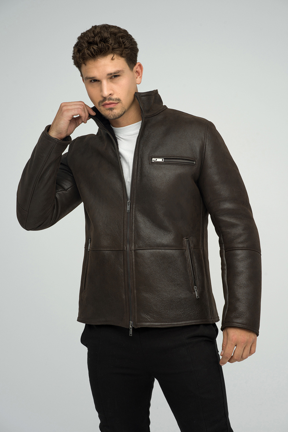 Merino shearling jacket 376 brown 3