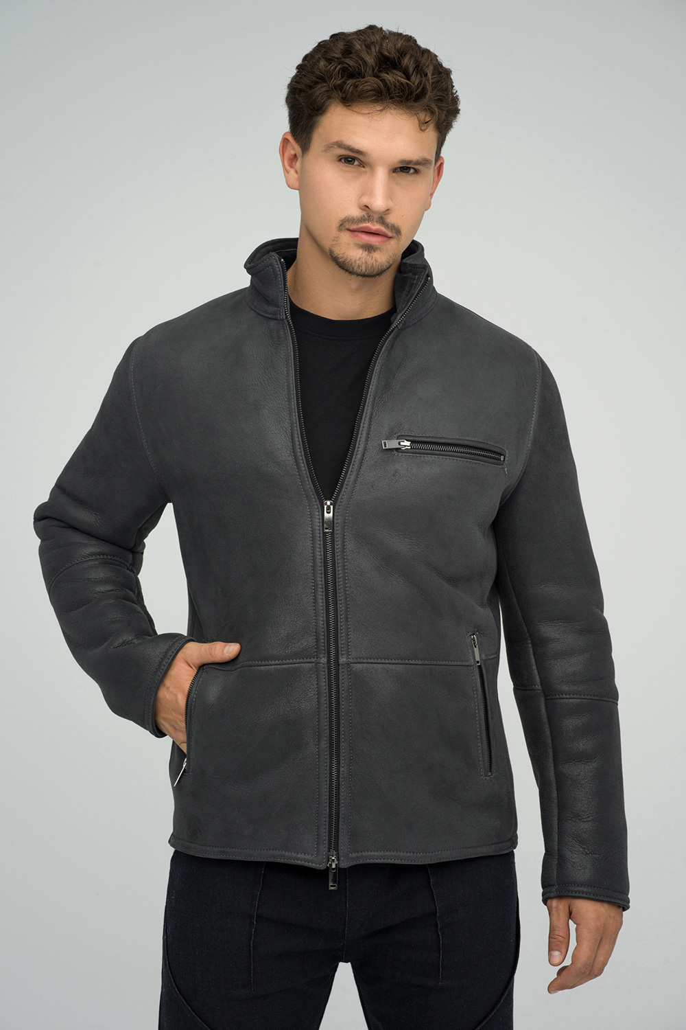 Merino shearling jacket 376 grey 3