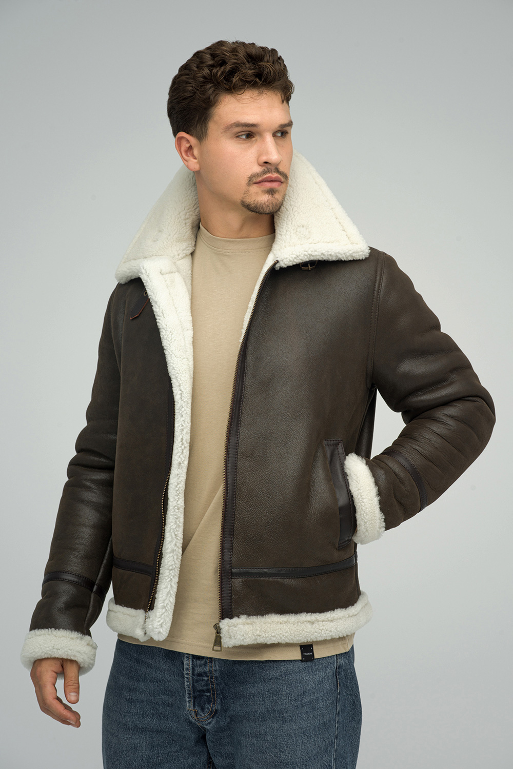 Merino shearling jacket 377 brown 2