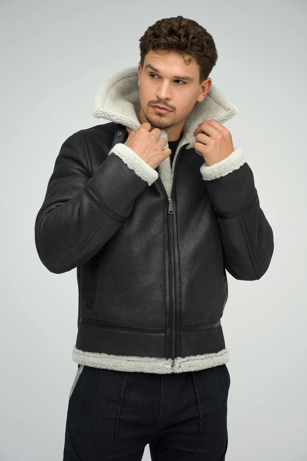 Merino shearling jacket 377 grey 2