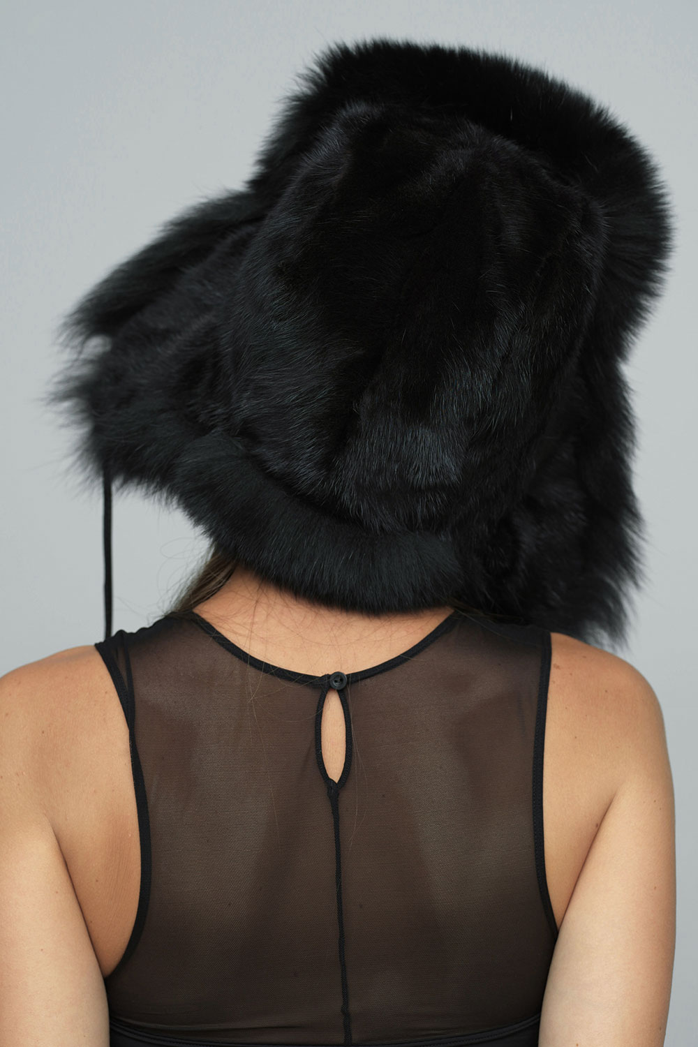 Mink and polar fox fur hat 536 black 2
