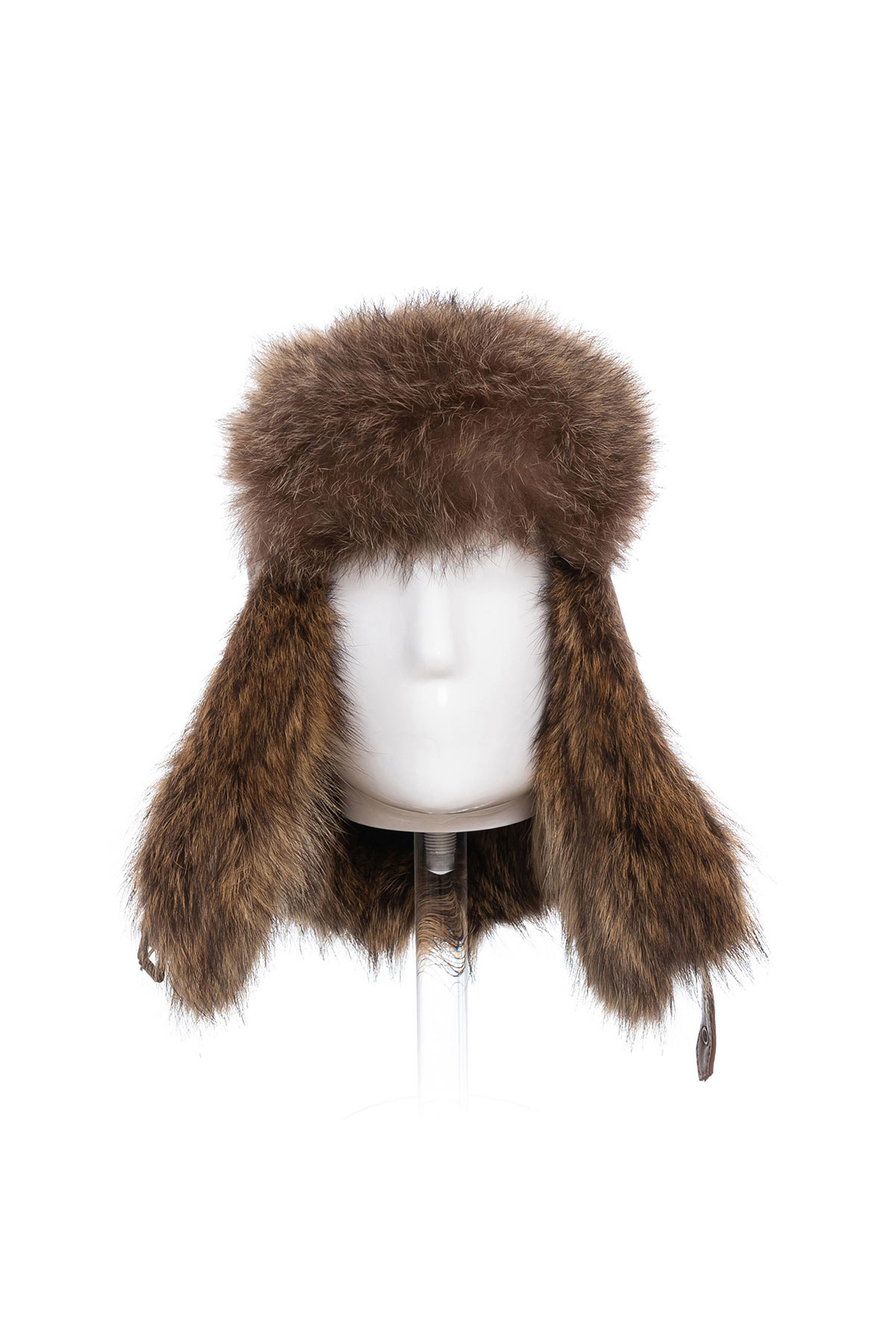 Ovine leather and raccoon fur hat 535 cognac 3