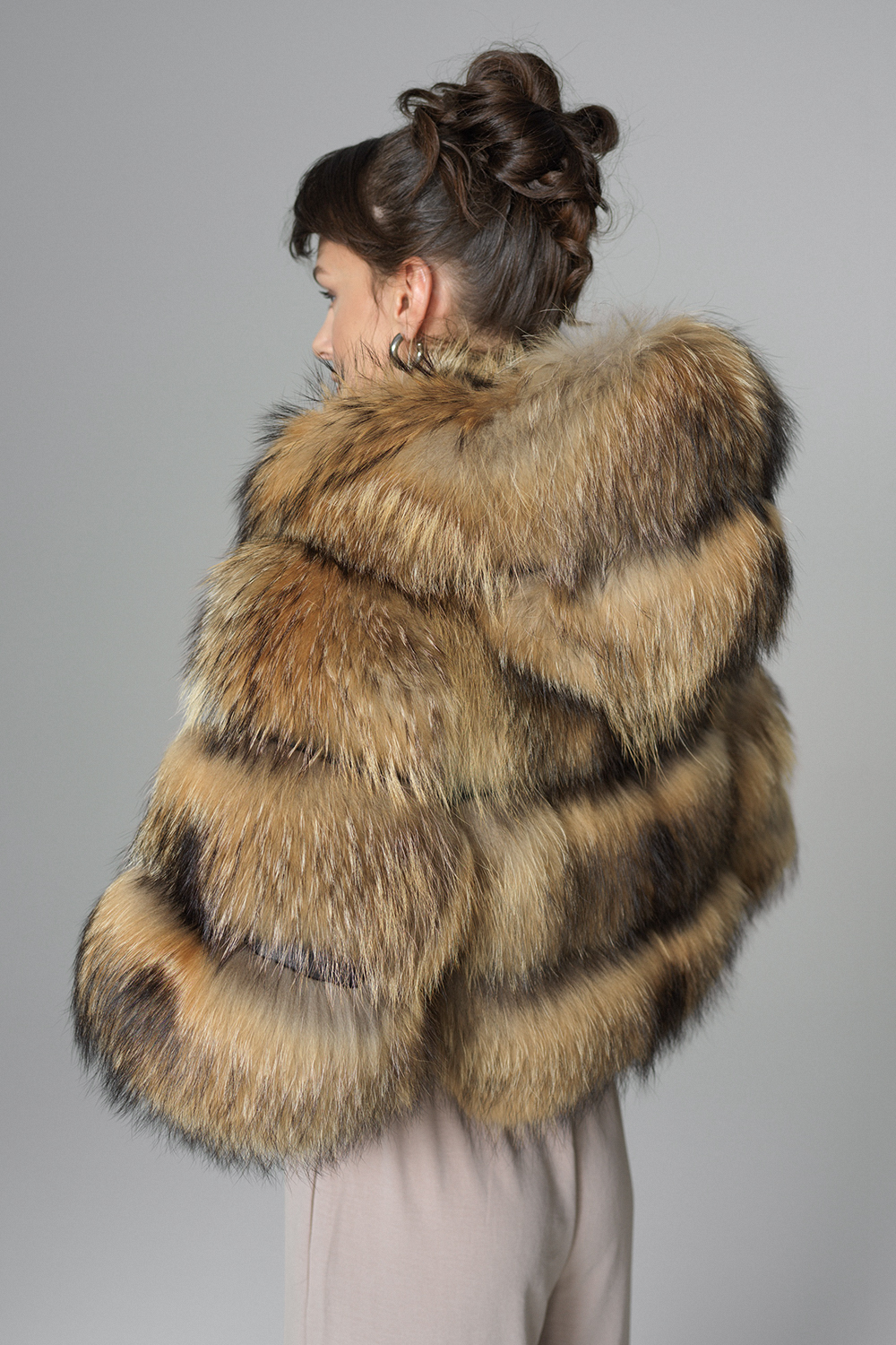 Raccoon fox fur jacket 2066 brown 3