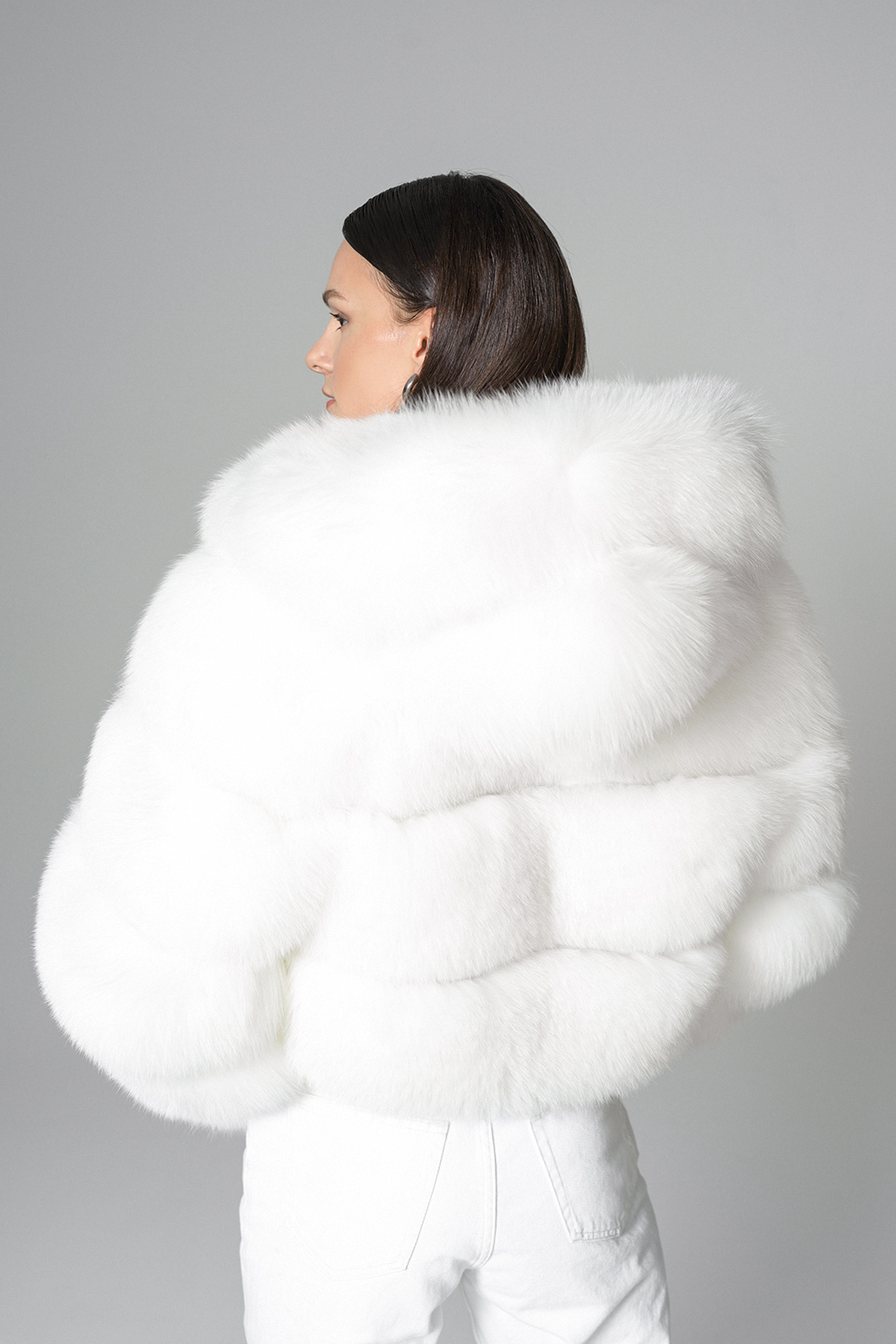 Raccoon fox fur jacket 2066 white 2