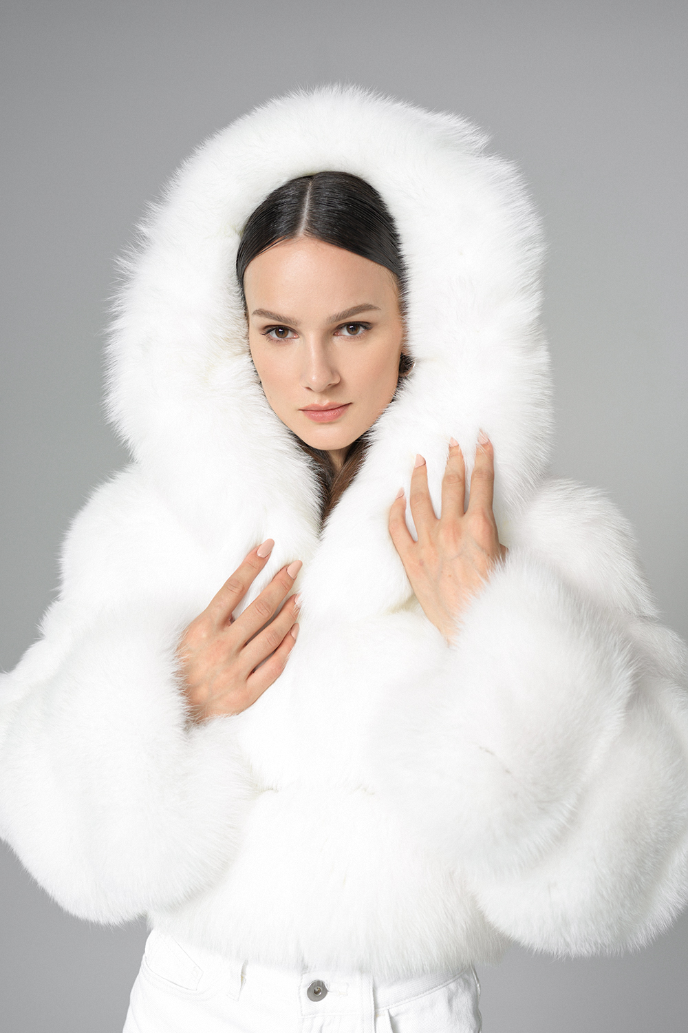Raccoon fox fur jacket 2066 white 3