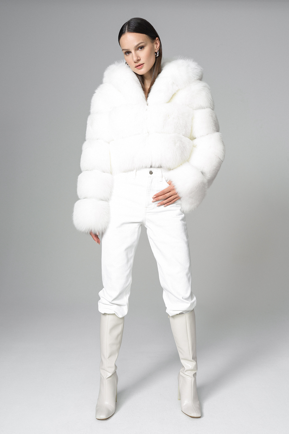Raccoon fox fur jacket 2066 white 4