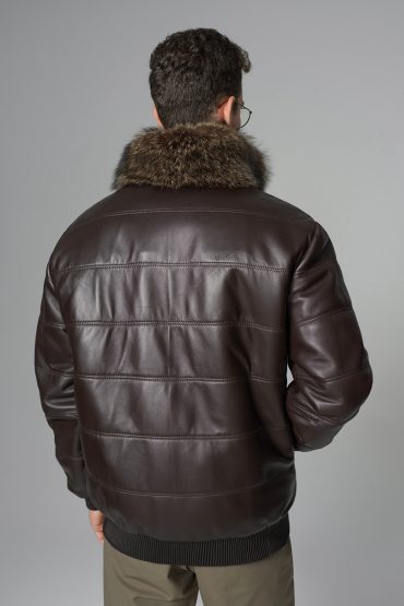 Reversible sheepskin jacket with raccoon fur 392 brown 2