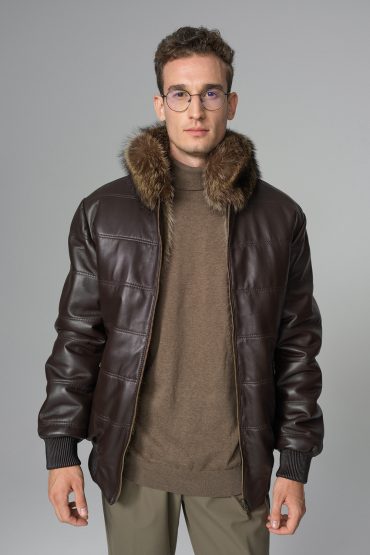 Reversible sheepskin jacket with raccoon fur 392 brown 5